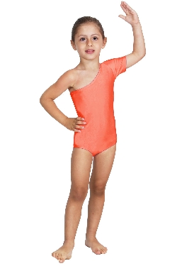 BODY DANZA LYCRA MONOSPALLA MEZZA MANICA ARANCIONE BABY